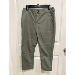 LOFT Ann Taylor THE MONROE SLIM Army Green Pockets ANKLE Chino Pants Sz 6P